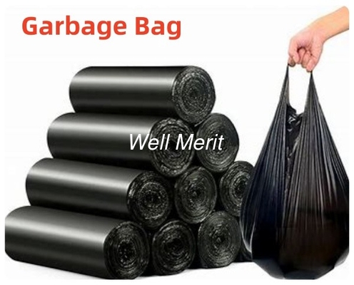 Disposable Drawstring Black Color Plastic Trash Bag Garbage Bags On Roll
